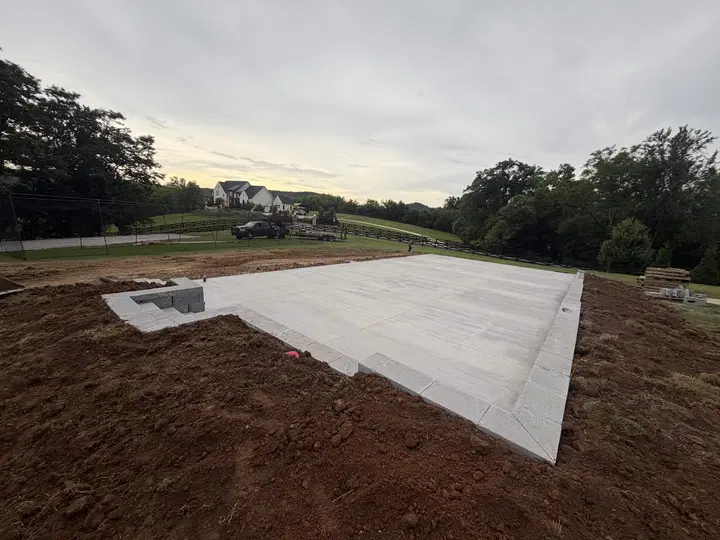 New concrete slab on a large open property